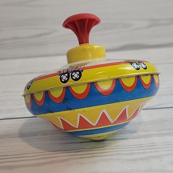Vintage Ohio Art circus graphic spinning top toy - Picture 3 of 9